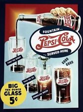 Pepsi-Cola Fountain Served Here Vintage Novelty Sign 17.4
