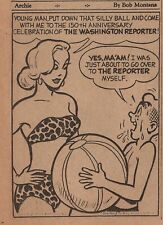 VINTAGE 1958 Archie Washington PA Exclusive Comic Strip GGA Bikini RARE picture