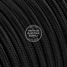Black Round Rayon Covered Electrical Wire 18/2 - Braided Rayon Fabric Wire picture
