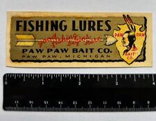 Vintage Original Paw Paw Bait Co. Fishing Lures Decal - Michigan, Bass, Trout picture