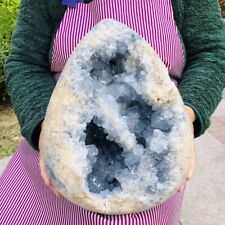 26.62LB Natural Blue Celestite Crystal Geode Cave Mineral Specimen Healing 634 picture