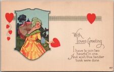 c1910s VALENTINE'S DAY Postcard Colonial Lady 