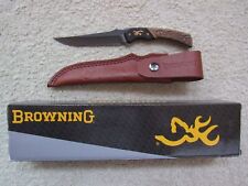Browning Hunter Knife Trail Point Fixed Blade Leather Sheath 3220394B NEW picture