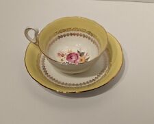Royal Grafton Yellow Floral Bone China Teacup & Saucer - Made In England picture