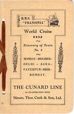 R.M.S. FRANCONIA TRAIN INTINERARY CUNARD LINE AROUND THE WORLD CRUISE 1932 picture