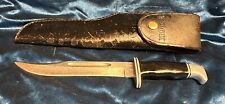 👀 Buck 1972-1986 #120 Hunting Knife 3 Line W/ Leather Flap Sheath 👀 picture