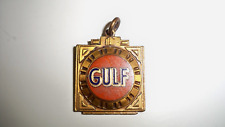 VINTAGE ENAMEL GULF GASOLINE SERVICE CHARM PIN ADVERTISING 1937 MOTOR OIL SALES  picture