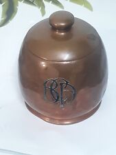 Excellent Antique Copper Tobacco Humidor Arts & Crafts With Silver Monogram picture