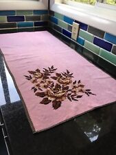 Vtg Feiler Lg Hand Towel Velvet Guest Towel Pink Floral Germany Excellent  picture