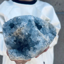 5.6LB Large Natural Blue Celestite Crystal Geode Quartz Cluster Mineral Specime picture