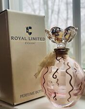 ROYAL LIMITED HAND PAINTED LEAD CRYSTAL PINK FROSTED BOW PERFUME BOTTLE ITALY picture