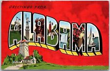 VINTAGE POSTCARD GREETINGS FROM ALABAMA IN LARGE LETTERS POSTED IN 1946 picture