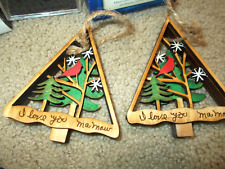 2  HAND-CRAFTED  WOOD  CHRISTMAS  ORNAMENTS 