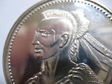 1.OZ RARE CHIEF PONTIAC OTTAWA NATIVE INDIAN TRIBAL NATIONS 925 SILVER COIN+GOLD picture