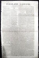 1805 PORTLAND GAZETTE NEWSPAPER END OF WAR WITH BARBARY PIRATES picture