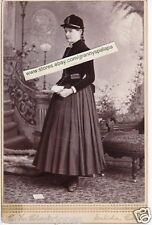 Original Cabinet Photo-Pretty Young Girl Standing-Long Dress Hat-Smartly Dressed picture