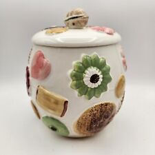 Vintage 1950’s Napco “Cookies All Over” Ceramic Cookie Jar W/ Walnut Handle  picture