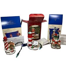 Hallmark Lighthouse Greetings Ornaments Lot Of 3 Magic Flashing Lights 1997-2003 picture
