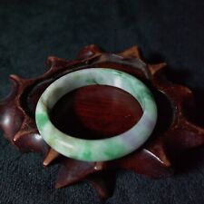 Beautifully Certified Hand Carved Green/White Natural Jadeite Jade Bangle (B23) picture