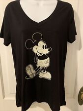 Womens Disney Vintage Look Mickey Mouse Tee T-Shirt Black sz L Large EUC picture