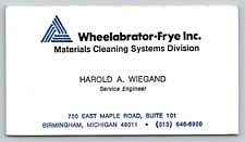 1970s 1980s Business Card Wheelabrator Frye Inc Birmingham Michigan V1 Vtg picture
