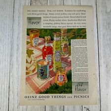 Antique HEINZ Advertisement Print Ad 1928 Picnic Peanut Butter Jar Pickles Olive picture