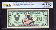 1987 $1 DISNEY DOLLAR DISNEYLAND MICKEY MOUSE WAVING SLEEPING BEAUTY PCGS 64 PPQ picture