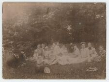 Antique Circa 1890s Mounted Photo Group of Men, Women & Children Having Picnic picture