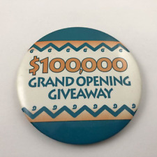 $100,000 GRAND OPENING GIVEAWAY Vintage Casino Promo Button Pinback picture