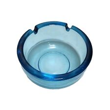 Vintage Aqua Blue Round Glass 2 Holder Ashtray 3.5