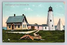 1911. WOOD ISLAND LIGHTHOUSE. OLD ORCHARD, MAINE. POSTCARD CK30 picture