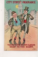 City Street Ordinance, 1909 2 Drunk Men Cartoon card-Heavy loads keep right picture
