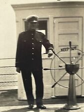 XF Photograph Handsome Old Ship Captain Holding The Wheel 1930's  picture
