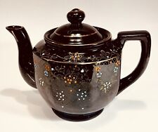 VTG Brown Betty Redware Hand Painted Teapot Made in Moriage Japan picture