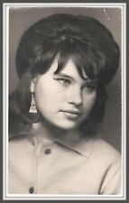 Beautiful young woman pretty girl Hair Hairstyle Earrings USSR original photo  picture