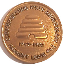1972 Masonic Harmony Medallion Lodge No 42 AF & AM Waterbury Connecticut Bronze picture