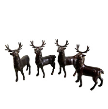 Set of 4 Cast Iron AC Williams Reindeer Bank Figurines C1900 Rare Find picture