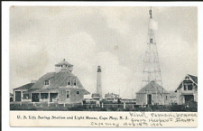 nice vintage US Life Saving Station, Lighthouse 1906 postcard, Cape May NJ picture