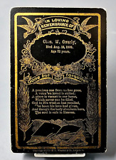 Antique Victorian 1906 Mourning Remembrance Cabinet Card Funeral Black Gold Foil picture