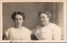 Vintage RPPC Real Photo Postcard Mother & Daughter / Portrait - Dated 1913 picture