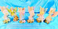 Set of 6 - BEAUTIFUL Fairy Pixie Garden Summer Fantasy Colorful Resin Figurines picture