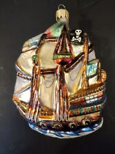 Vintage Mercury Glass Pirate Ship Old World Christmas Tree Ornament 🌲 picture