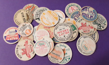 30 VINTAGE MILK BOTTLE CAPS DAIRY FARM ADVERTISING STRAWBERRY RAW EGG NOG N.O.S. picture