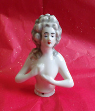 Vintage Porcelain Bust Half Doll Boudoir Pin Cushion Doll Marie Antionette picture
