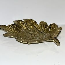 VTG Virginia Metalcrafters Solid Brass Chrysanthemum Leaf TRINKET DISH TRAY 3-41 picture