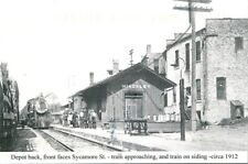 Postcard Steam Locomotive & Railroad Depot, Hinckley, Illinois circa 1912 picture