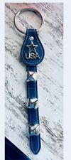 Belsnickel Bells Star USA Charm Blue Leather Strap Silver Sleigh Bells Vintage picture