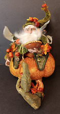 Vintage Mark Roberts Fairy Elf Man w/ Wings, Fall, Holding Pie, Sparkly Beard picture