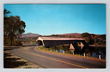 Postcard Windsor Vermont Covered Bridge Connecticut River Scenic Street View VT picture