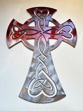 Celtic Ornamental Cross - Metal Wall Art - Ruby Tinged 22
